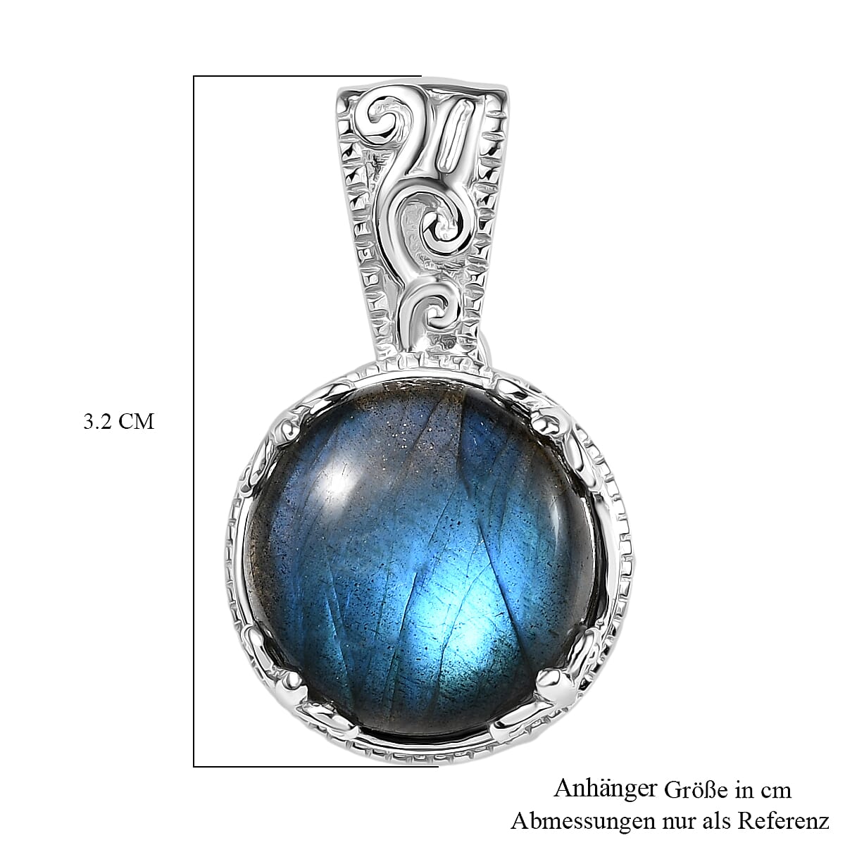 Malagasy Labradorite 11.00 ctw Pendant without Chain in Rhodium Over Sterling Silver image number 5