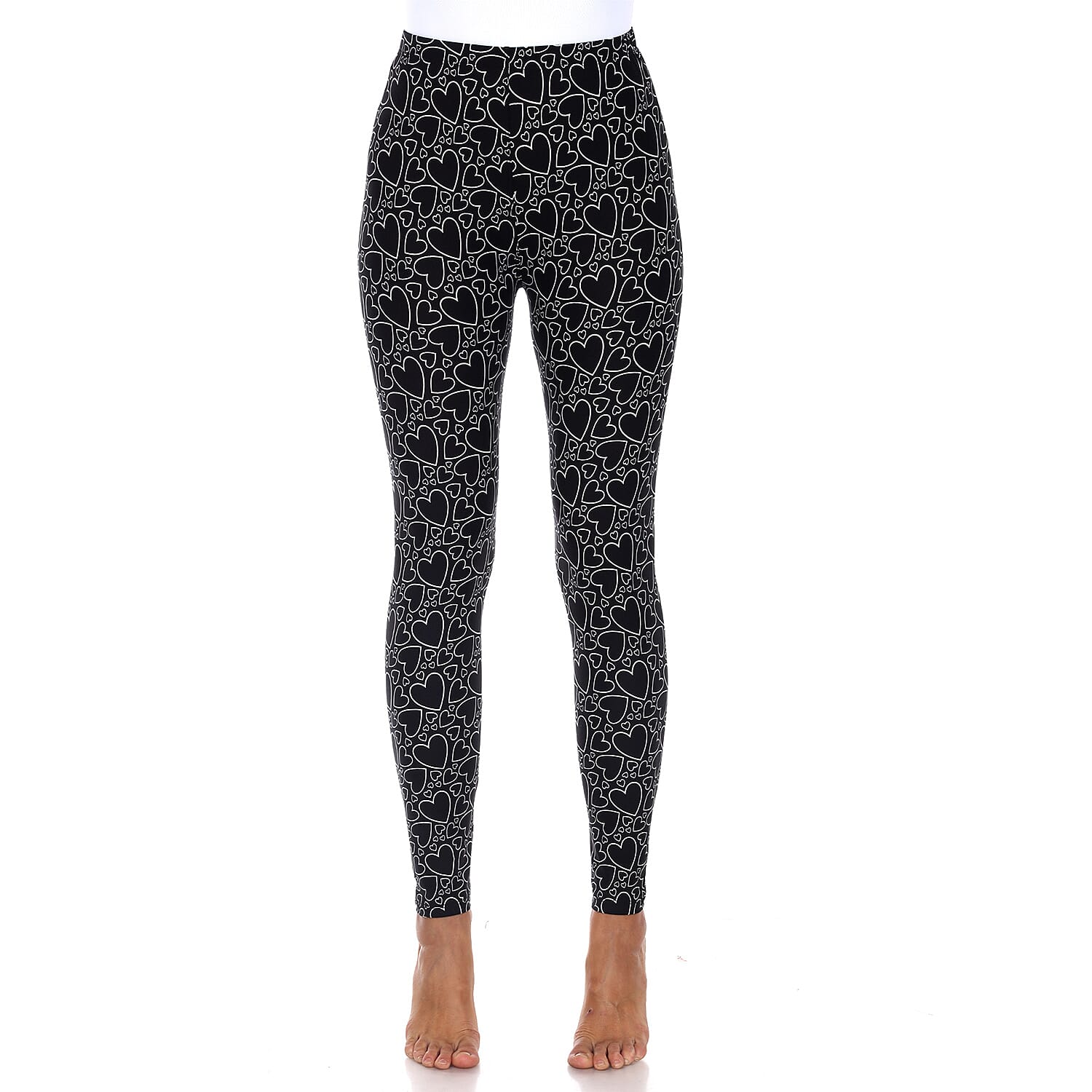 White Mark Black & White Heart Leggings - One Size Missy