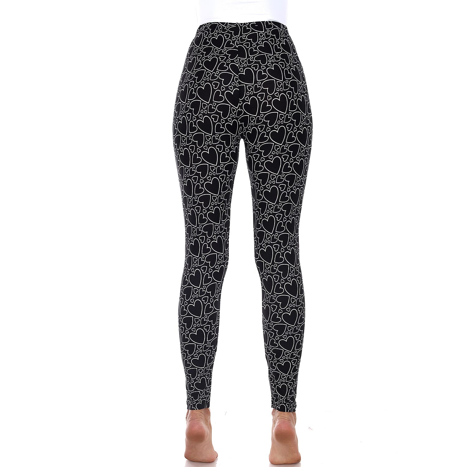 White Mark Black & White Heart Leggings - One Size Missy