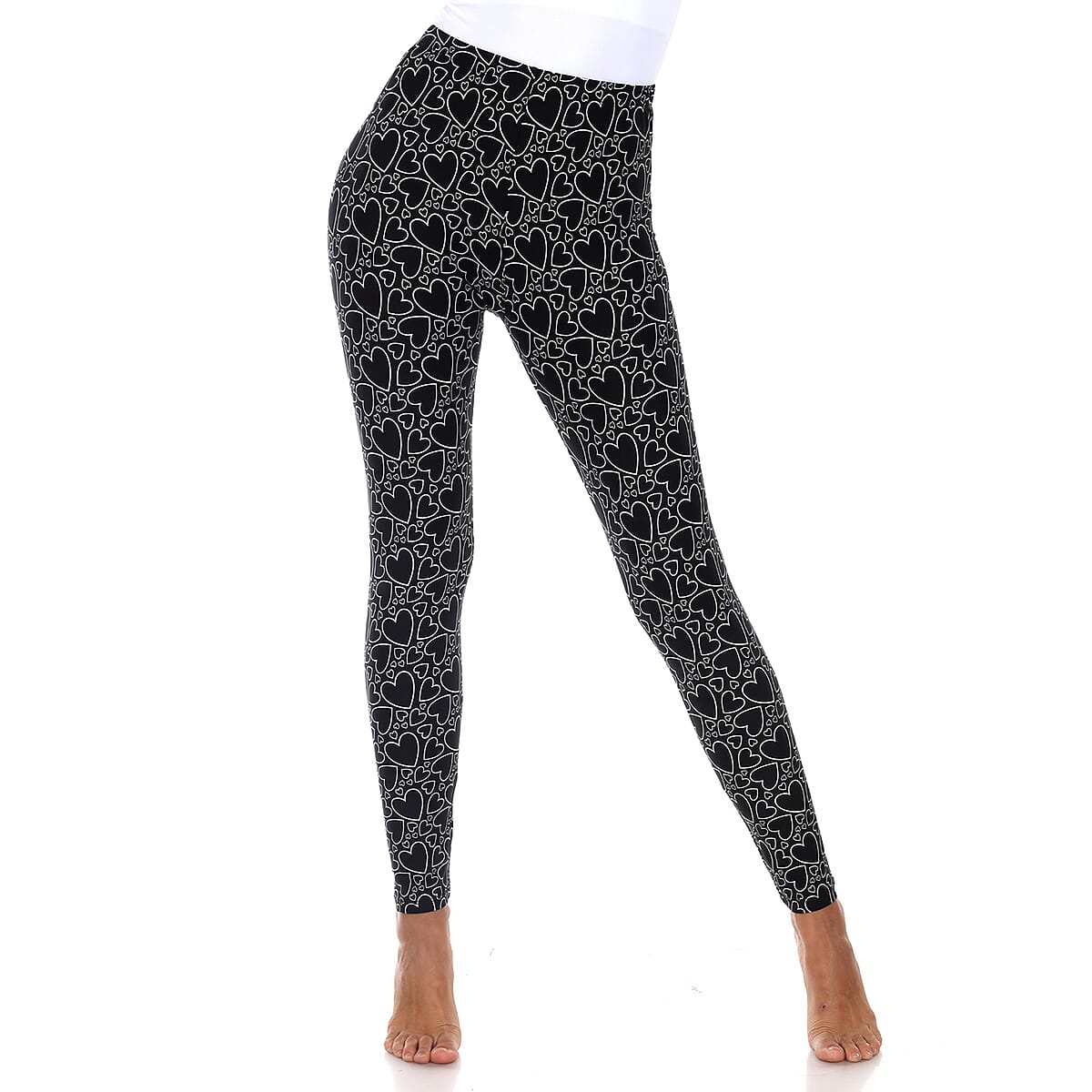 White Mark Black & White Heart Leggings - One Size Plus image number 2