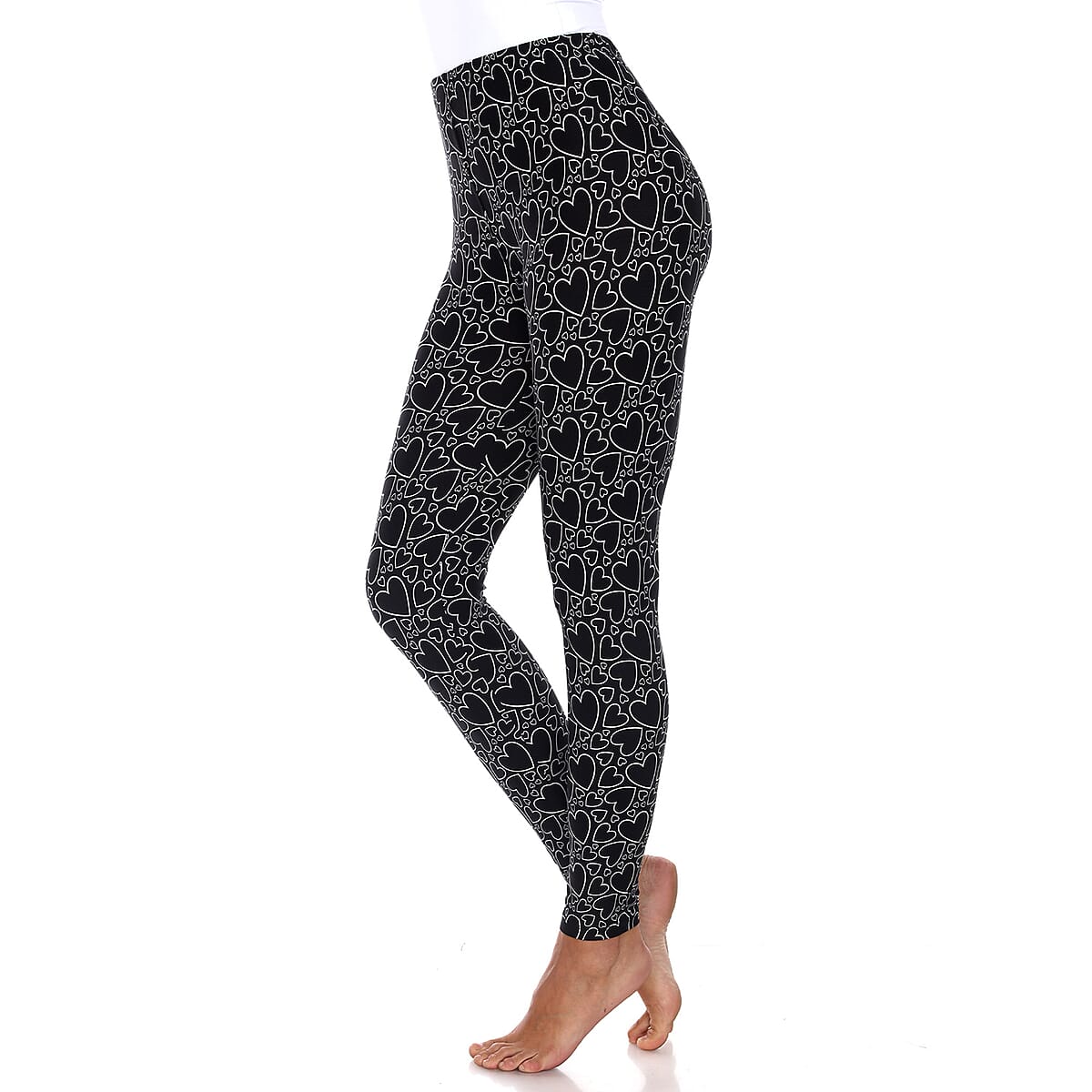 White Mark Black & White Heart Leggings - One Size Plus image number 3