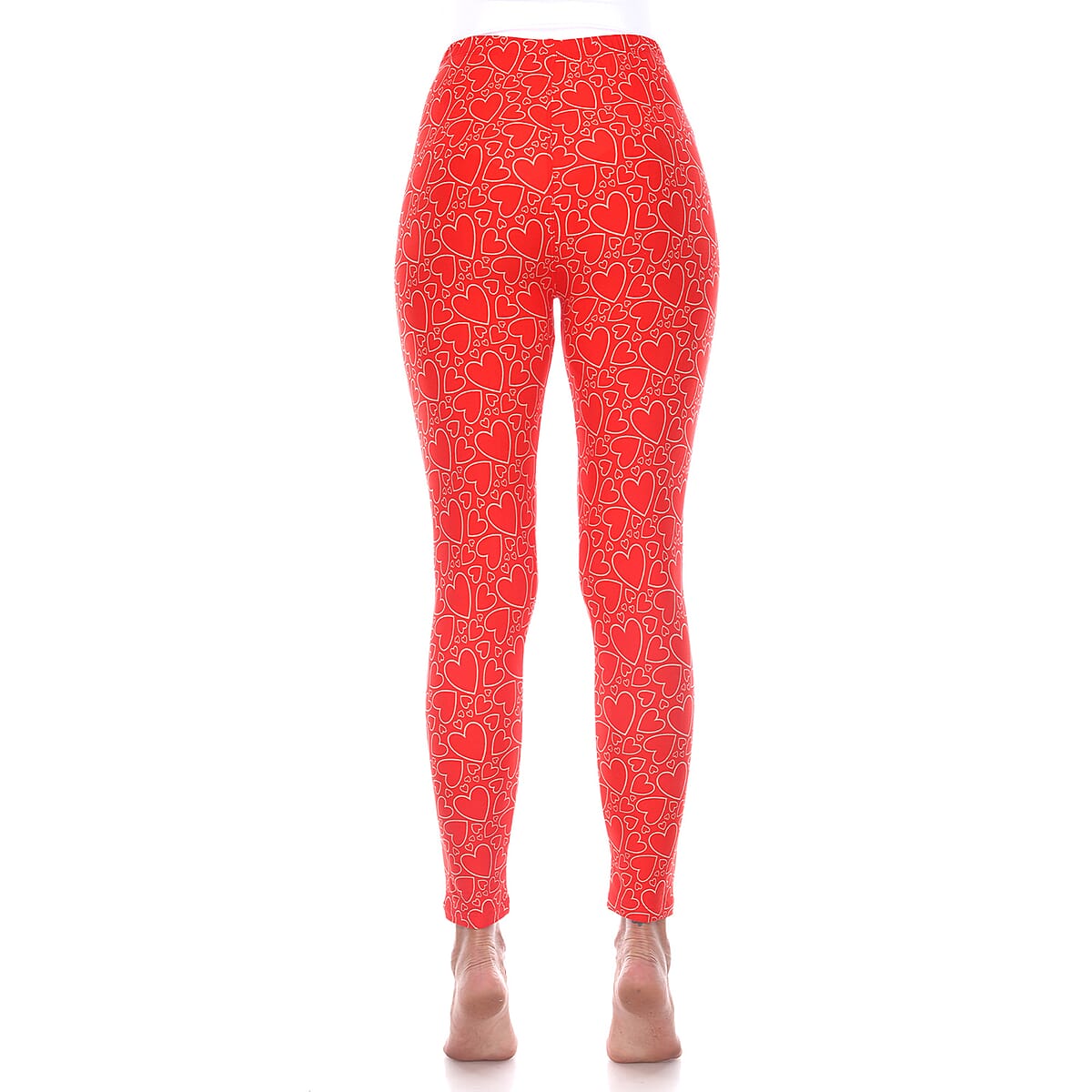 White Mark Red & White Heart Leggings - One Size Missy image number 1