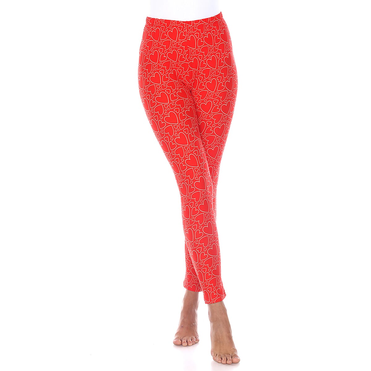 White Mark Red & White Heart Leggings - One Size Missy image number 2