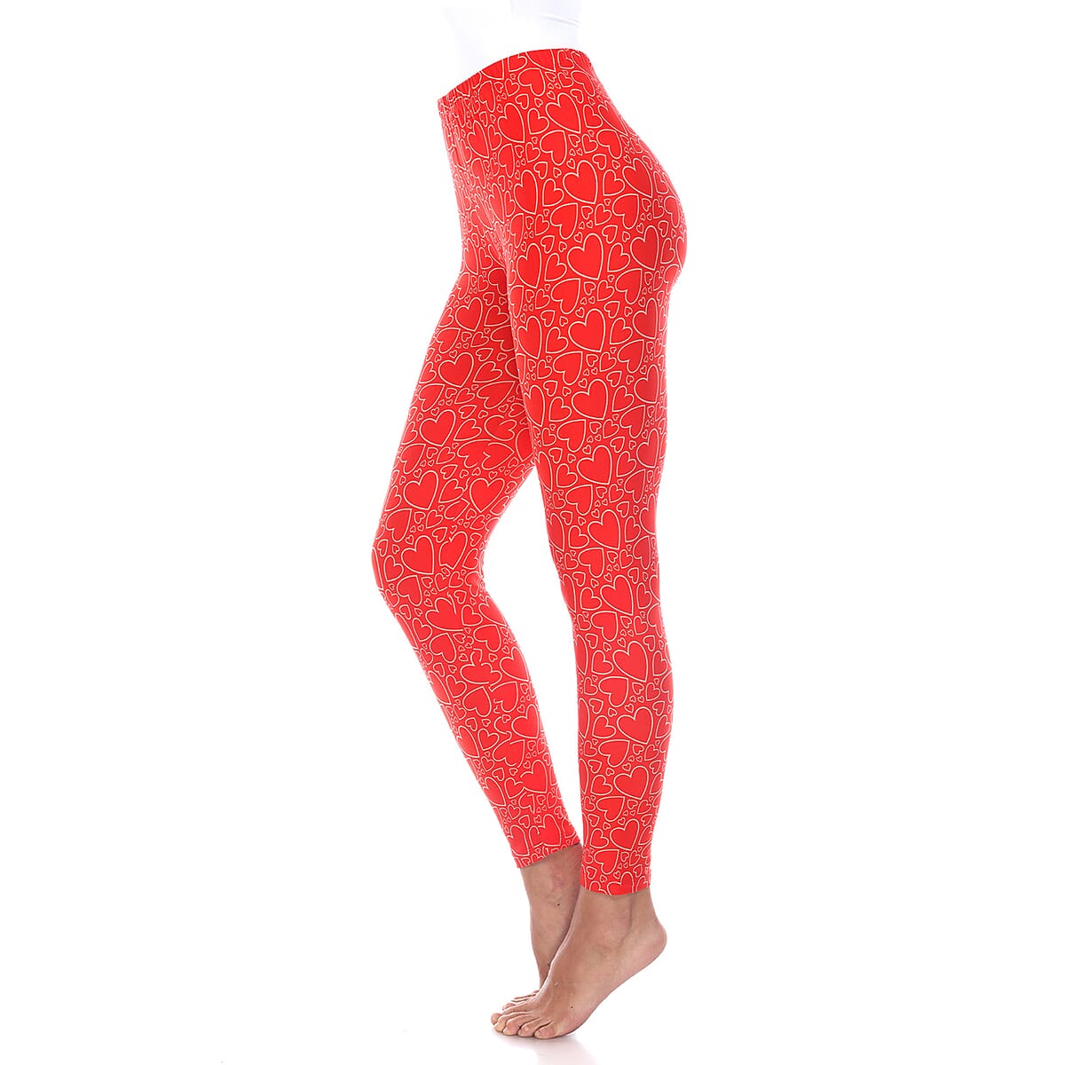 White Mark Red & White Heart Leggings - One Size Missy image number 3