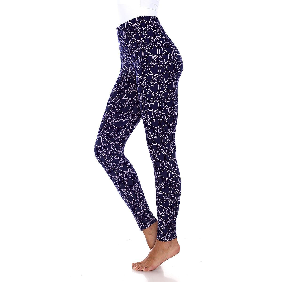 White Mark Blue & Pink Heart Leggings - One Size Missy image number 3