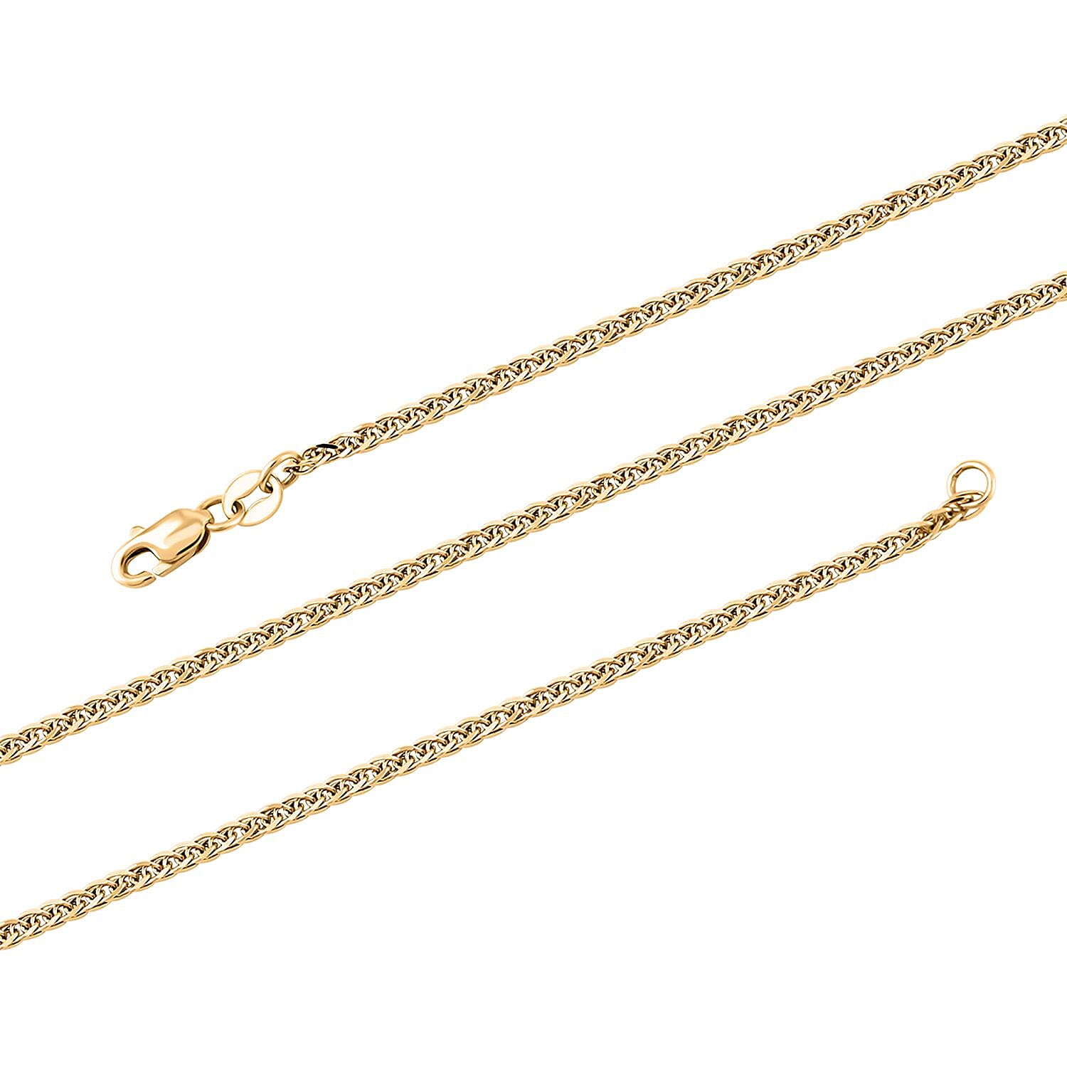 14K Yellow Gold 2mm Triple Spiga Wheat Chain Necklace 20 Inches 4.60 Grams