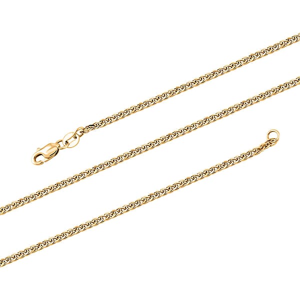 14K Yellow Gold 2mm Triple Spiga Wheat Chain Necklace 20 Inches 4.60 Grams