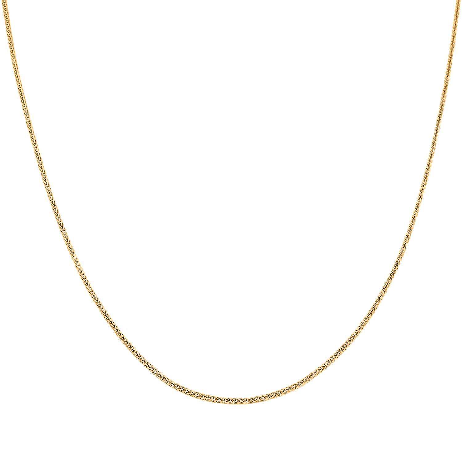14K Yellow Gold 2mm Triple Spiga Wheat Chain Necklace 20 Inches 4.60 Grams
