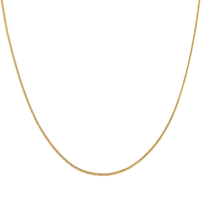 14K Yellow Gold 2mm Triple Spiga Wheat Chain Necklace 20 Inches 4.60 Grams