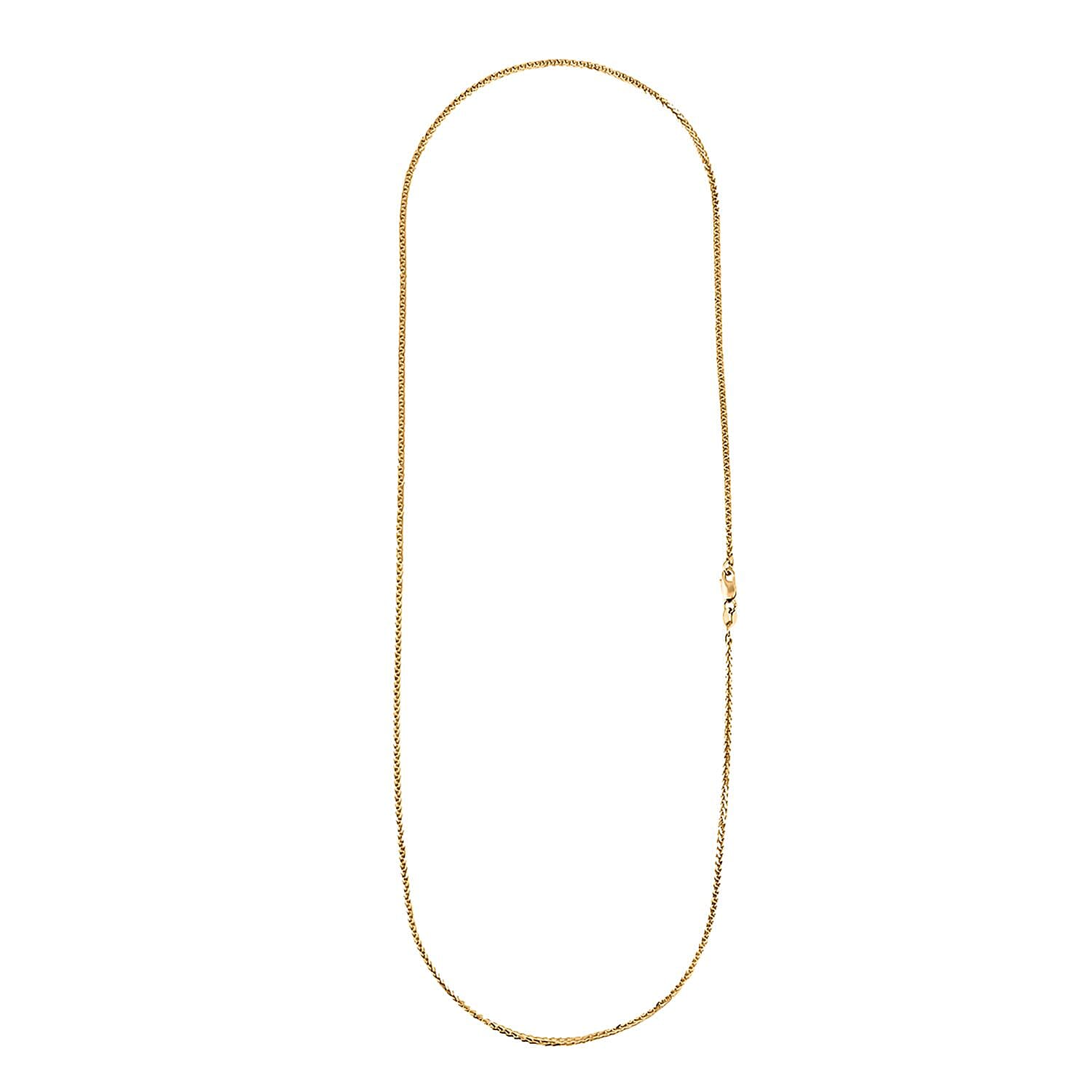 14K Yellow Gold 2mm Triple Spiga Wheat Chain Necklace 22 Inches 5.50 Grams