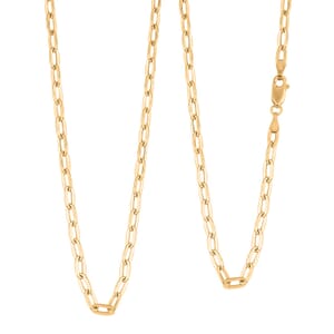 14K Yellow Gold 2.7mm Paper Clip Chain Necklace 24 Inches 4.33 Grams