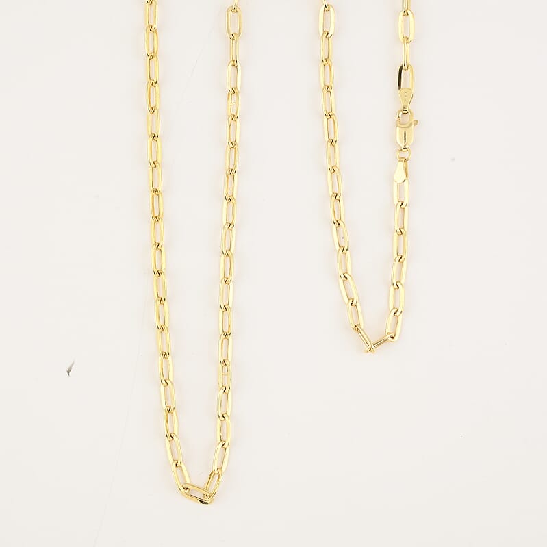 14K Yellow Gold 3mm Paper Clip Chain Necklace 24 Inches 5.97 Grams