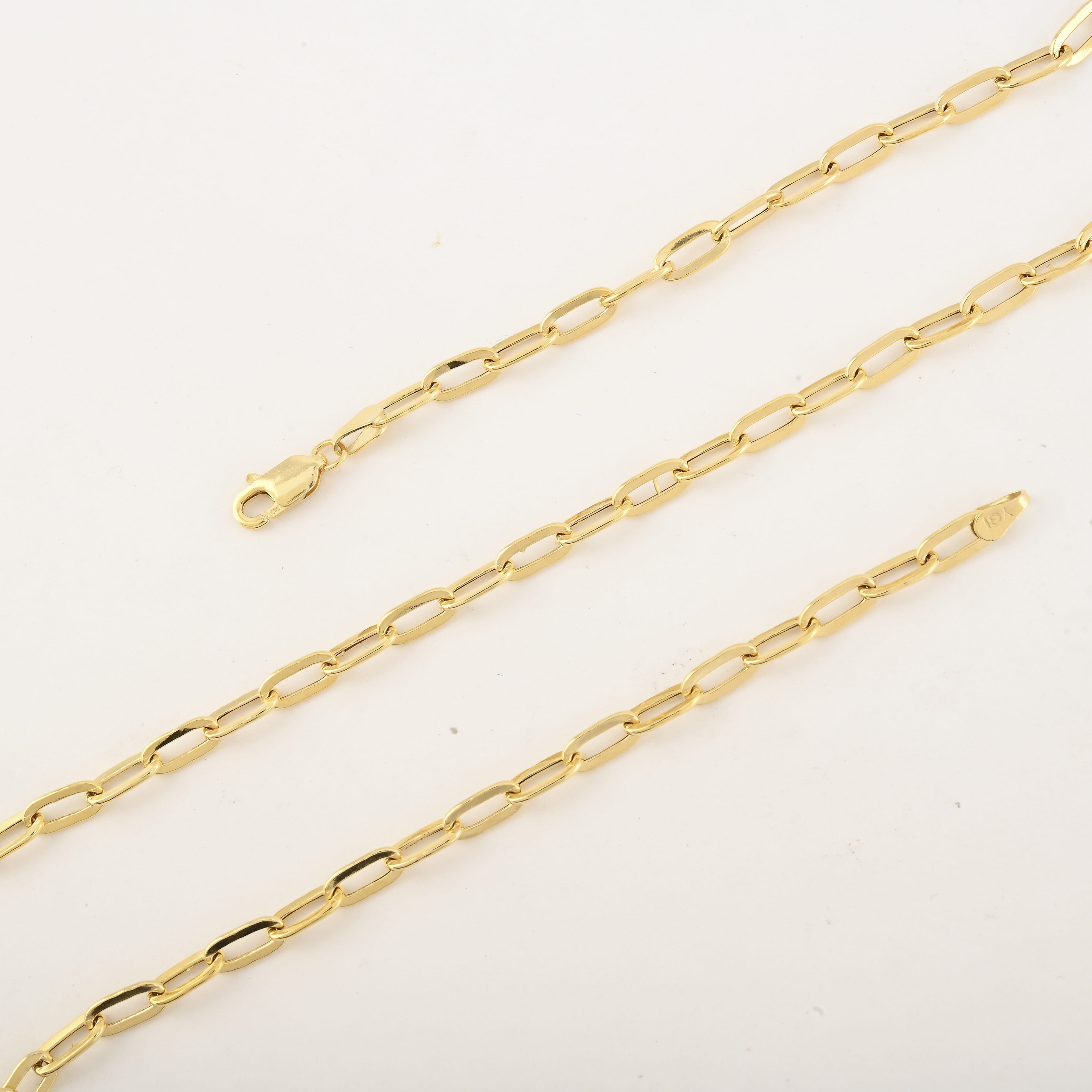 14K Yellow Gold 3mm Paper Clip Chain Necklace 24 Inches 5.97 Grams
