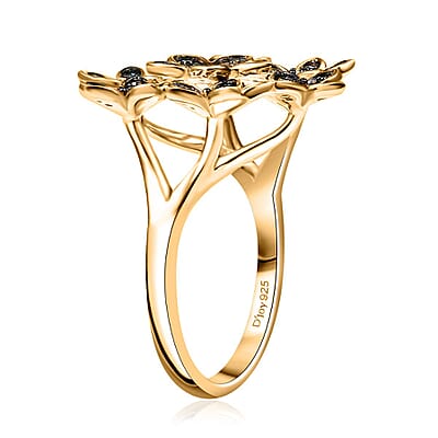 D'Joy Multi Color Diamond 0.50 ctw Blooming Brilliance Ring in 18K Vermeil Yellow Gold Over Sterling Silver (Size 10.0)