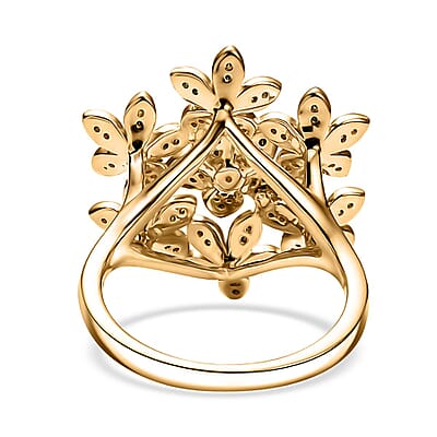 D'Joy Multi Color Diamond 0.50 ctw Blooming Brilliance Ring in 18K Vermeil Yellow Gold Over Sterling Silver (Size 10.0)
