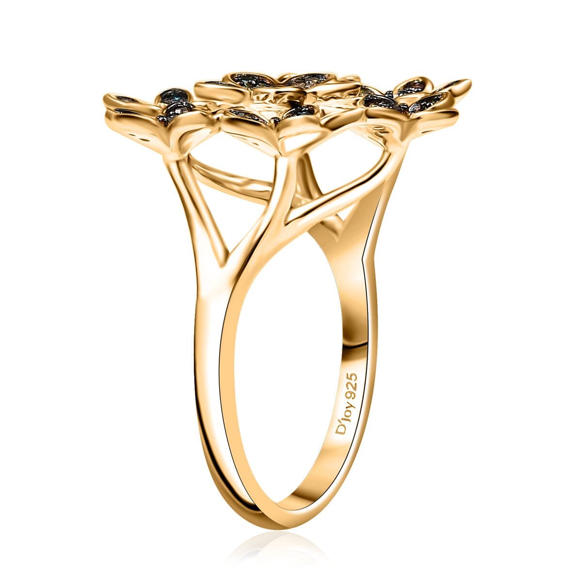 D'Joy Multi Color Diamond 0.50 ctw Blooming Brilliance Ring in 18K Vermeil Yellow Gold Over Sterling Silver (Size 5.0) image number 3