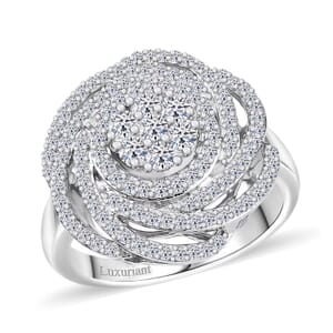 Luxuriant Lab Grown Diamond G-H SI 1.00 ctw Spiral Ring in Rhodium Over Sterling Silver (Size 10.0)