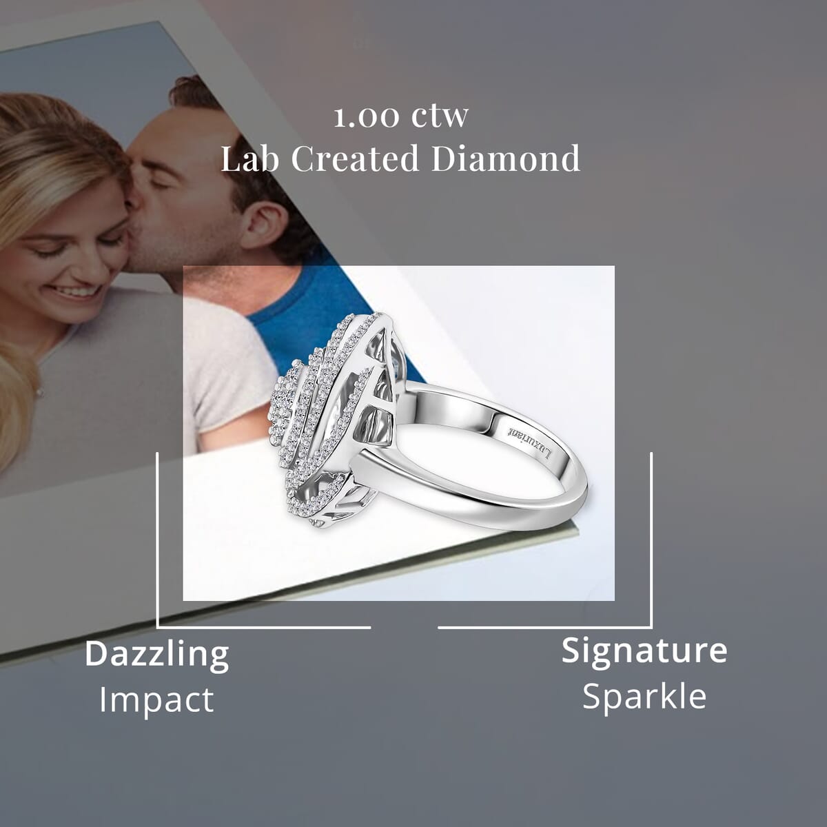 Luxuriant Lab Grown Diamond G-H SI 1.00 ctw Spiral Ring in Rhodium Over Sterling Silver (Size 10.0) image number 4