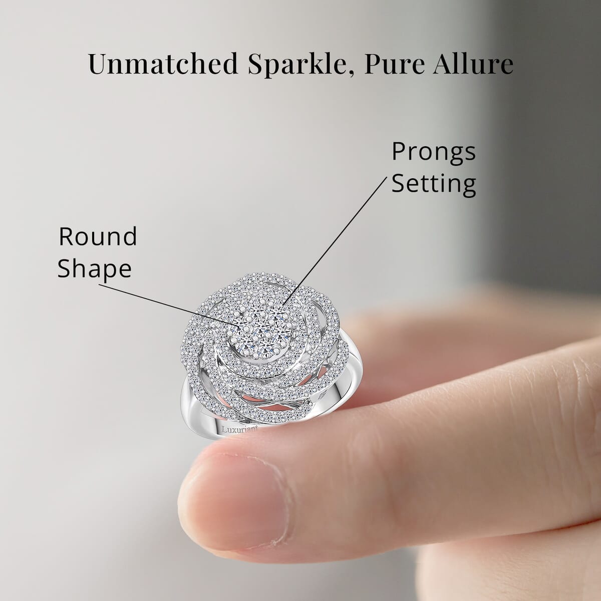 Luxuriant Lab Grown Diamond G-H SI 1.00 ctw Spiral Ring in Rhodium Over Sterling Silver (Size 10.0) image number 5