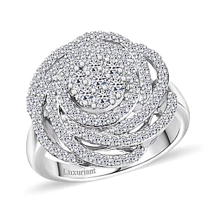Luxuriant Lab Grown Diamond G-H SI 1.00 ctw Spiral Ring in Rhodium Over Sterling Silver (Size 6.0)