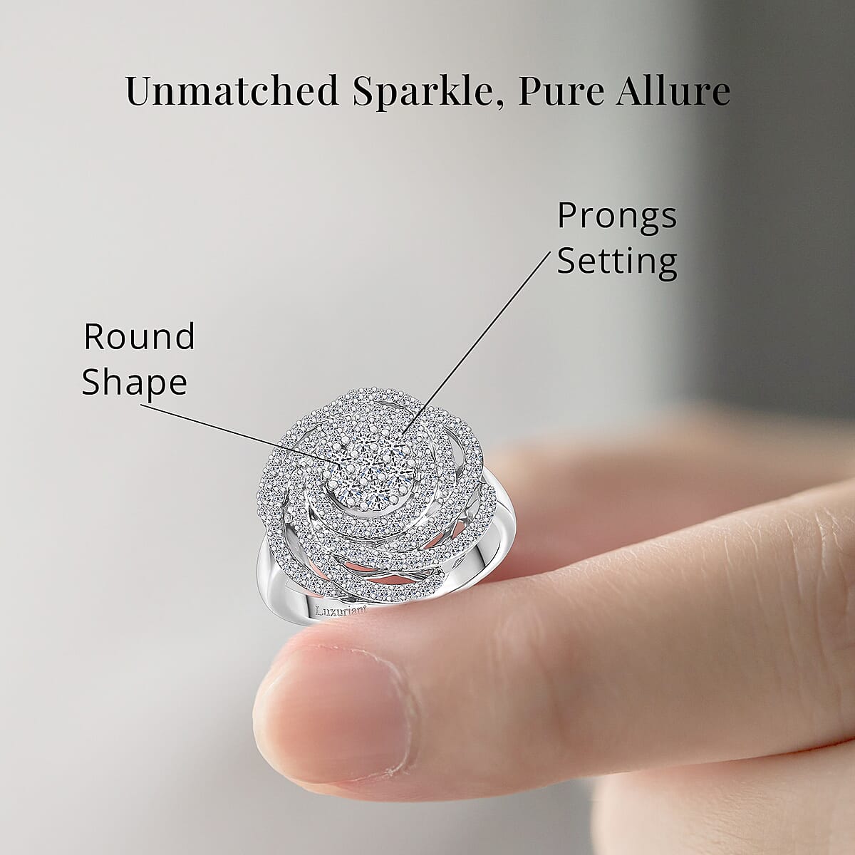 Luxuriant Lab Grown Diamond G-H SI 1.00 ctw Spiral Ring in Rhodium Over Sterling Silver (Size 9.0) image number 5