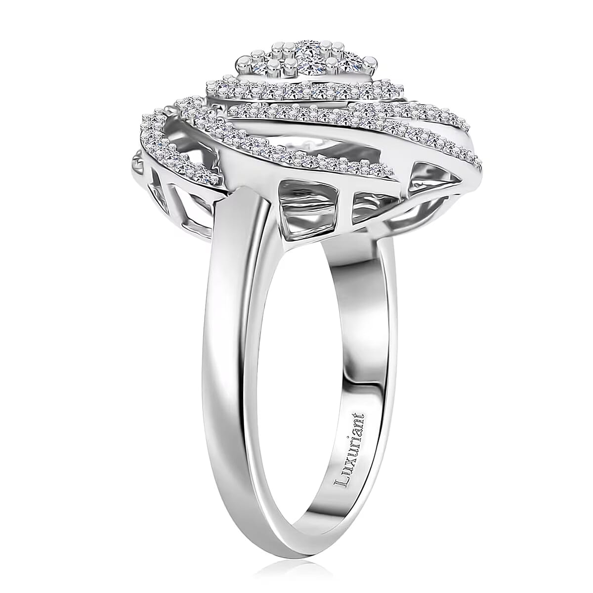 Luxuriant Lab Grown Diamond G-H SI 1.00 ctw Spiral Ring in Rhodium Over Sterling Silver (Size 9.0) image number 8