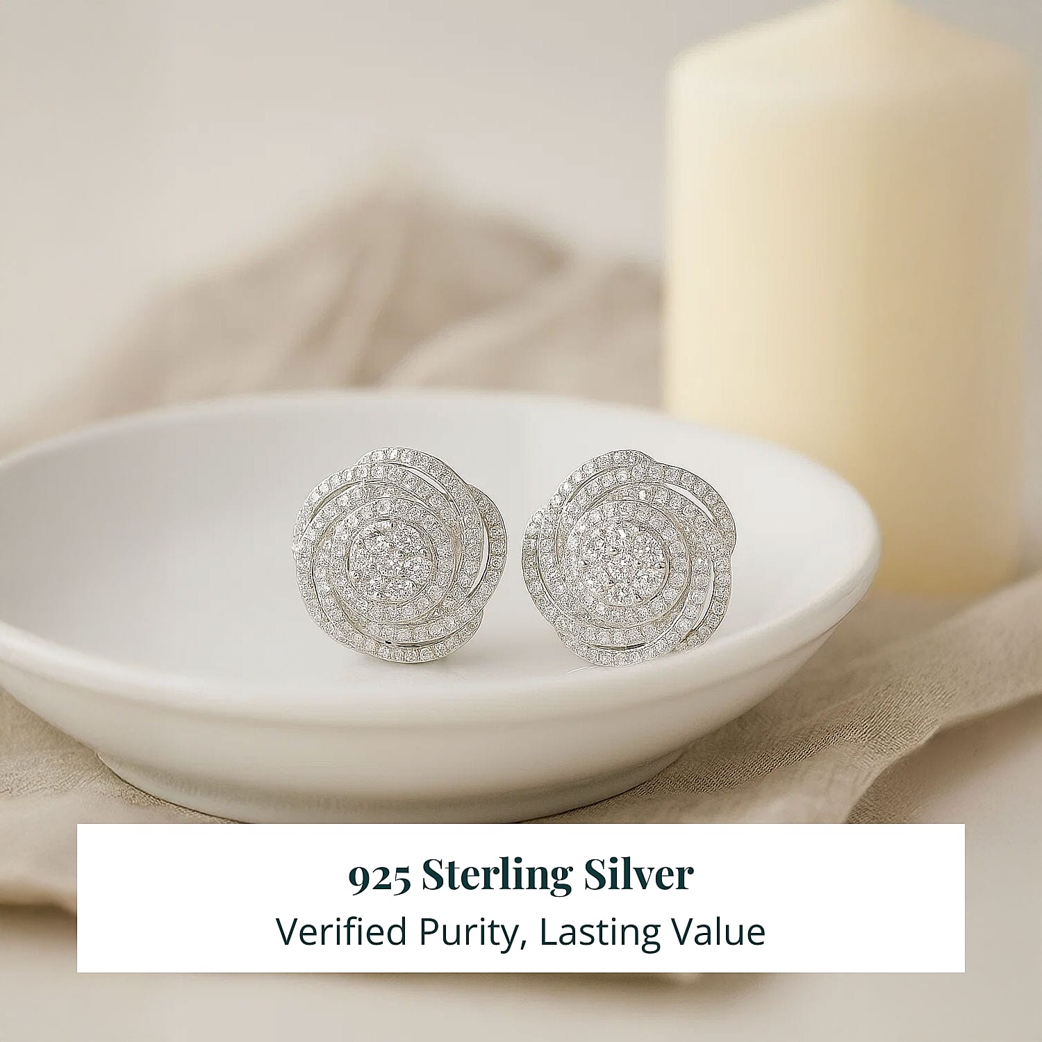 Luxuriant Lab Grown Diamond G-H SI 1.00 ctw Spiral Stud Earrings in Rhodium Over Sterling Silver
