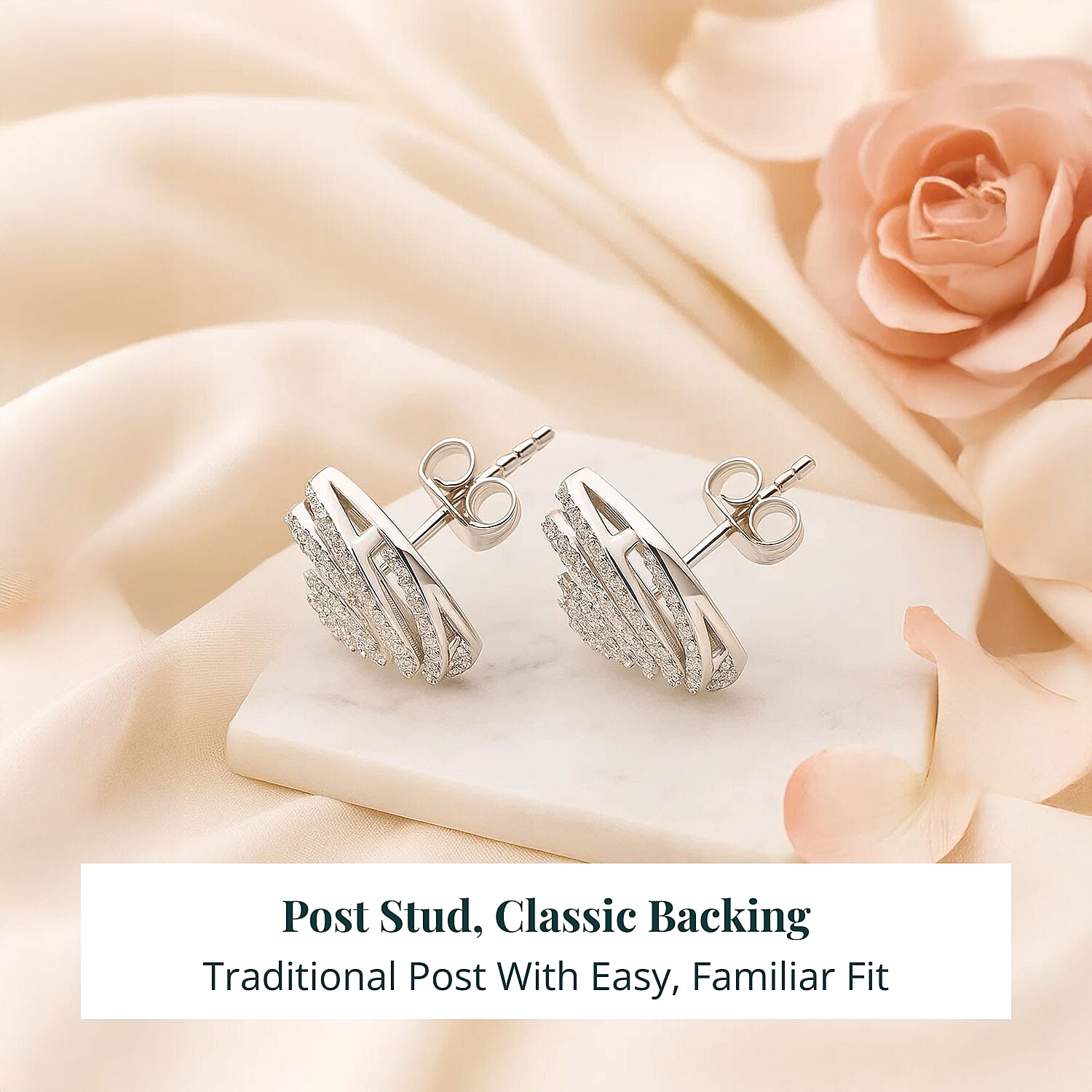Luxuriant Lab Grown Diamond G-H SI 1.00 ctw Spiral Stud Earrings in Rhodium Over Sterling Silver