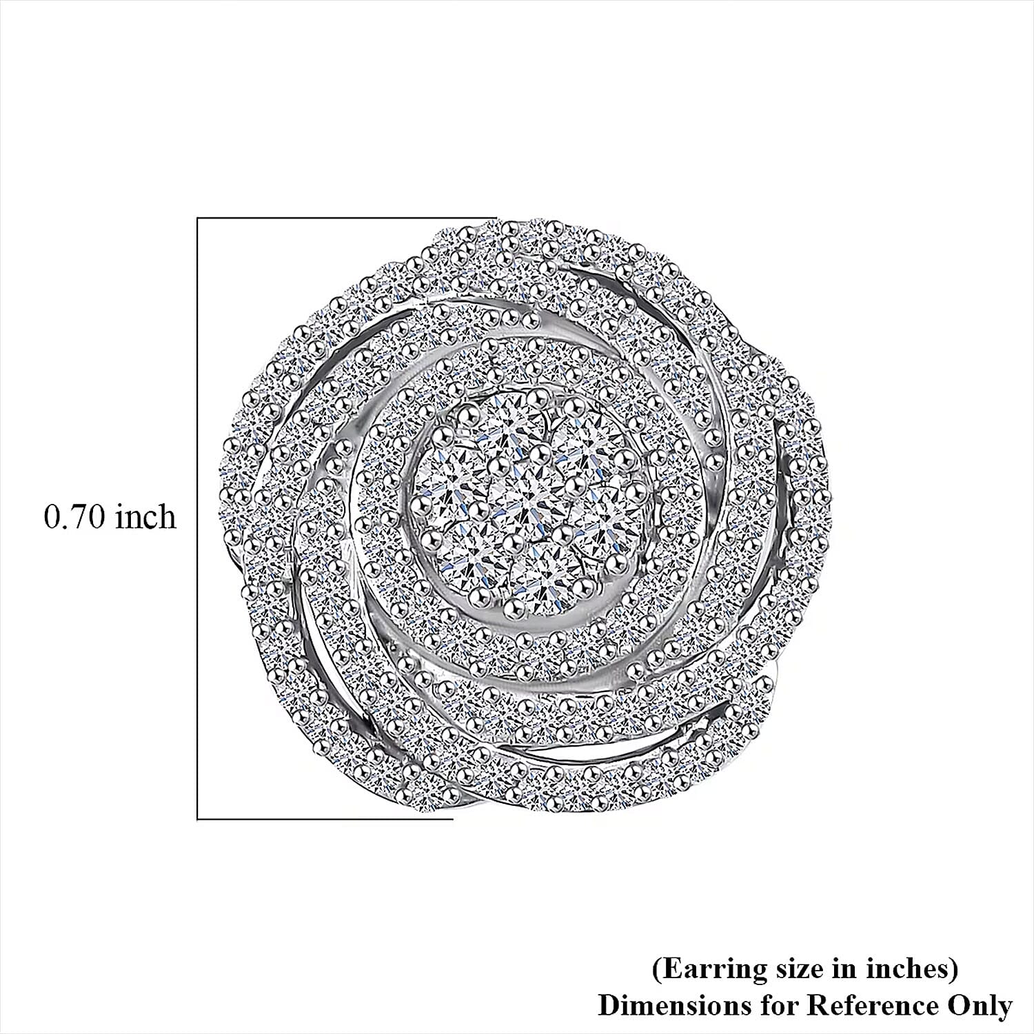Luxuriant Lab Grown Diamond G-H SI 1.00 ctw Spiral Stud Earrings in Rhodium Over Sterling Silver
