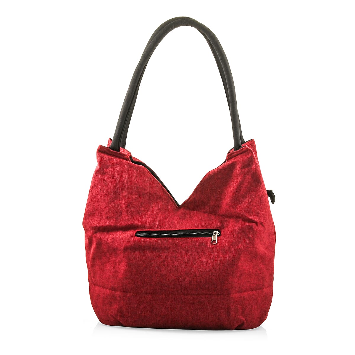 Red Floral Embroidery Polyester Tote Bag image number 2
