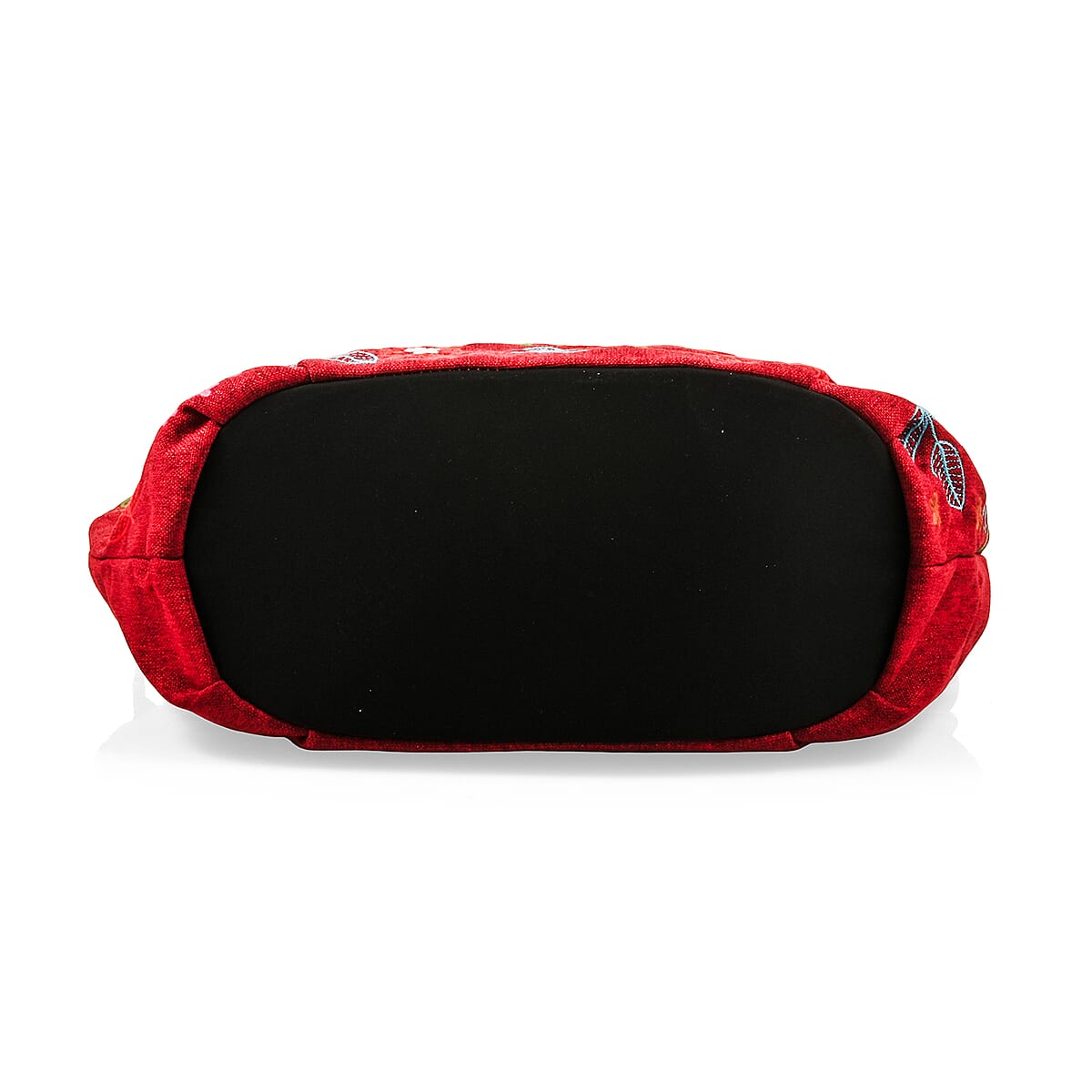 Red Floral Embroidery Polyester Tote Bag image number 3