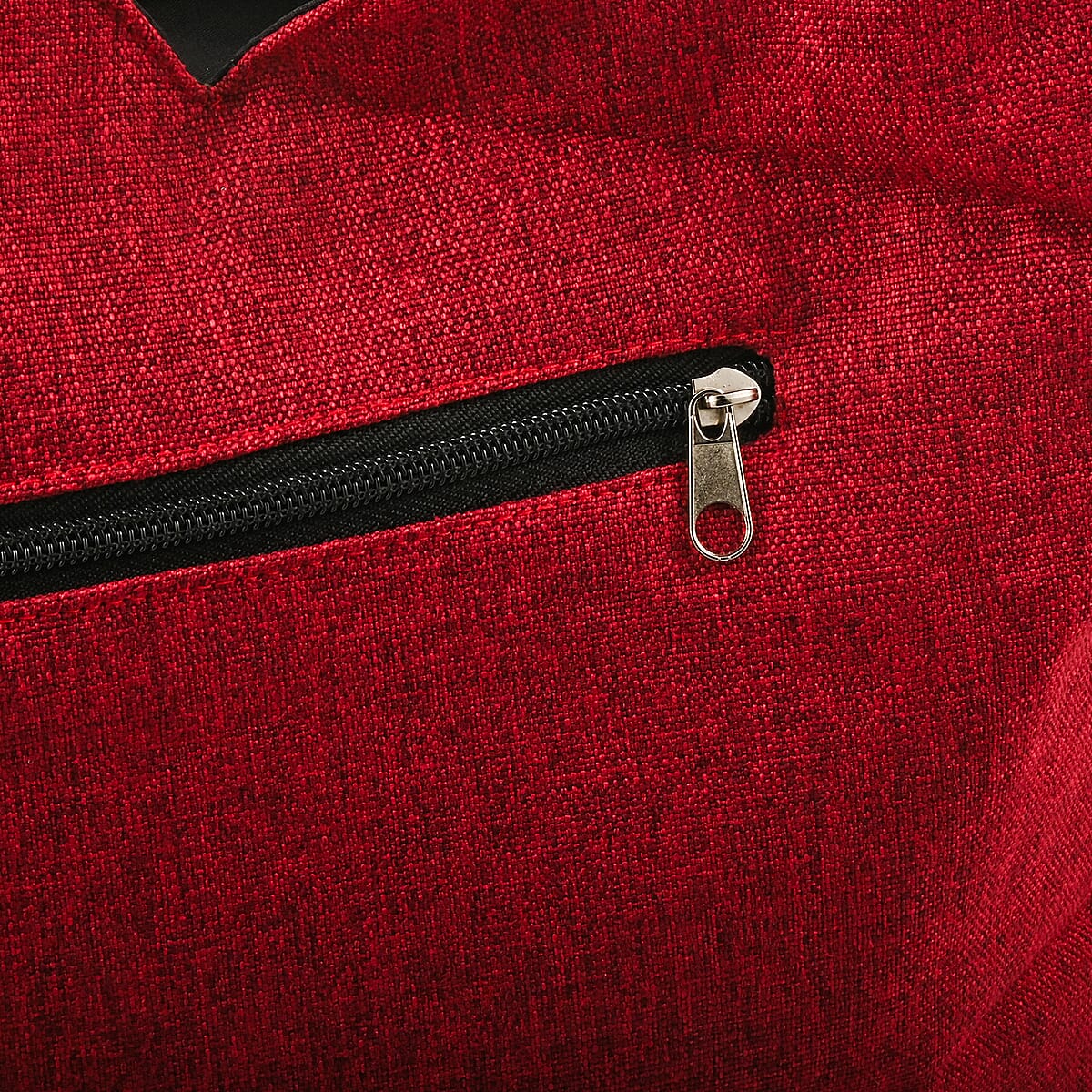 Red Floral Embroidery Polyester Tote Bag image number 6