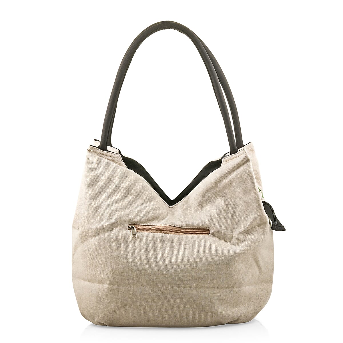 White Floral Embroidery Polyester Tote Bag image number 2