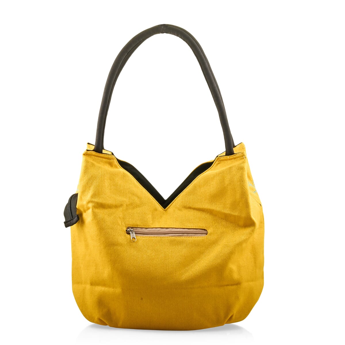 Yellow Floral Embroidery 100% Polyester Tote Bag - One Size image number 2