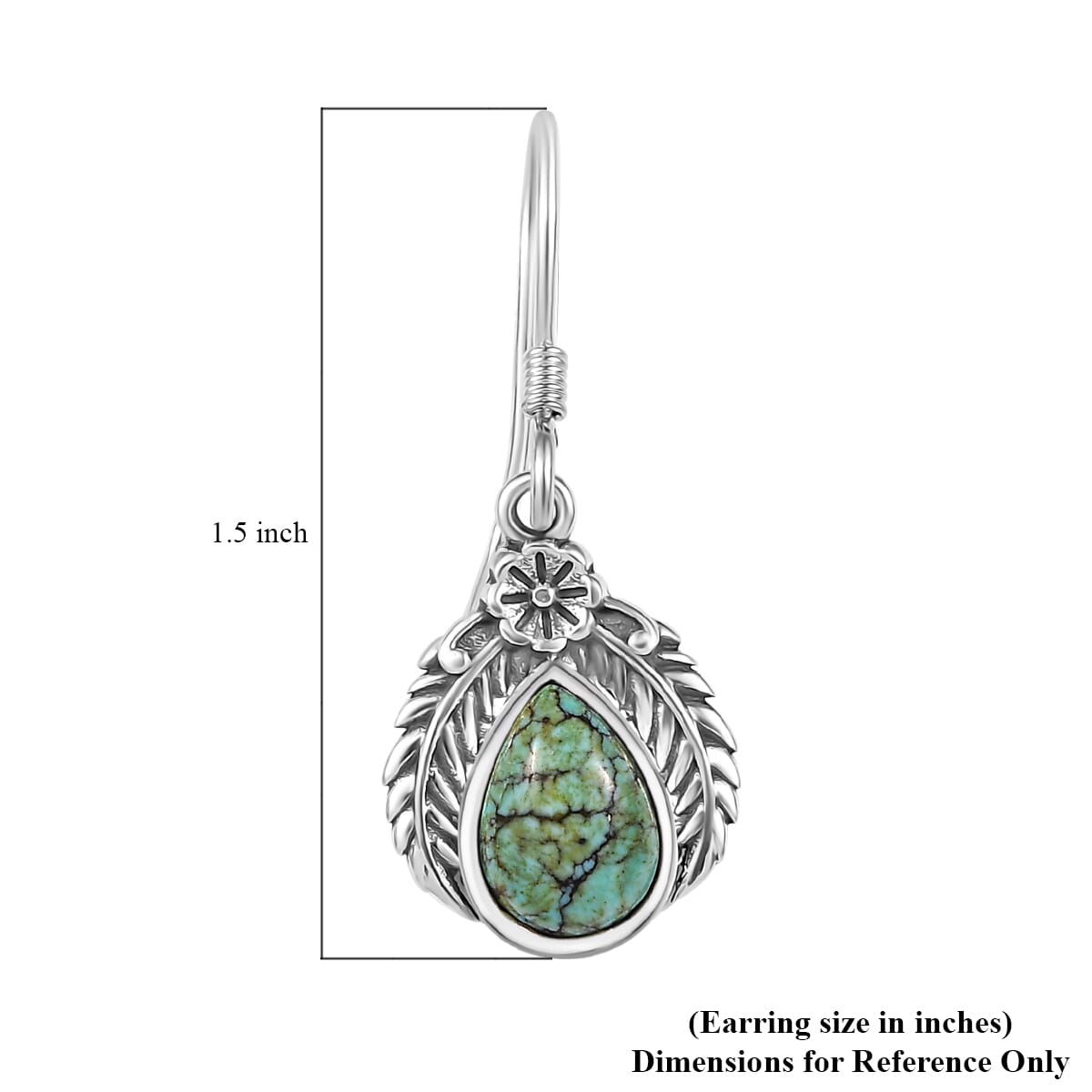 D'Joy Artisan Crafted Blue Moon Turquoise 3.30 ctw Floral Earrings in in Black Oxidized Sterling Silver image number 5