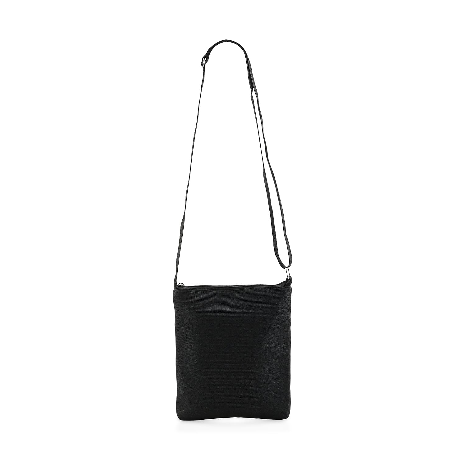 Black Floral Embroidery Pattern Mini Shoulder Bag with Shoulder Strap