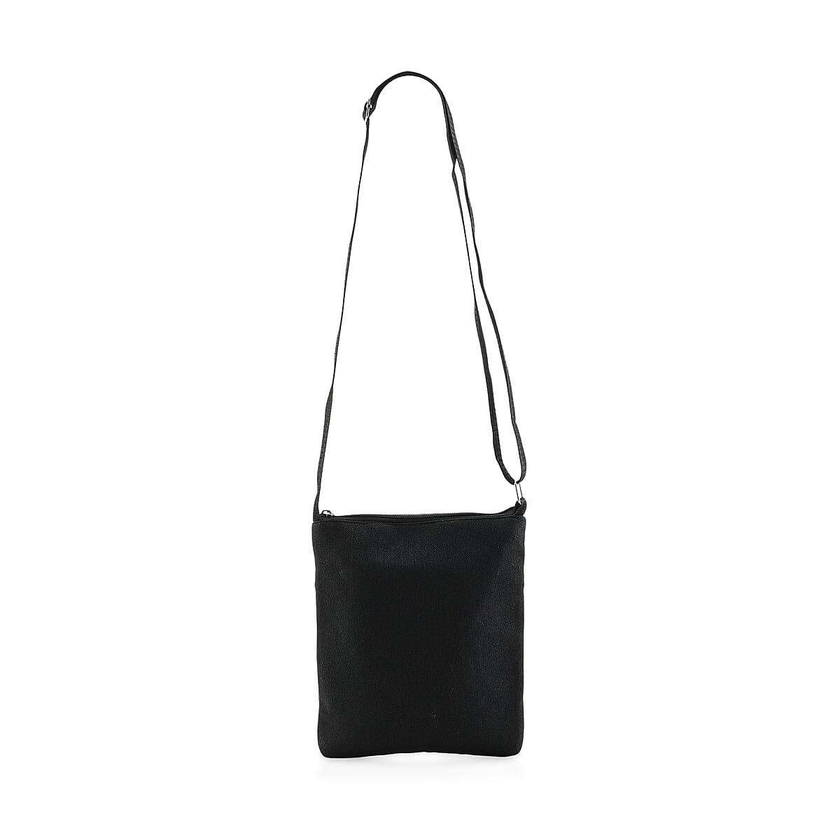 Black Floral Embroidery Pattern Mini Shoulder Bag with Shoulder Strap image number 3