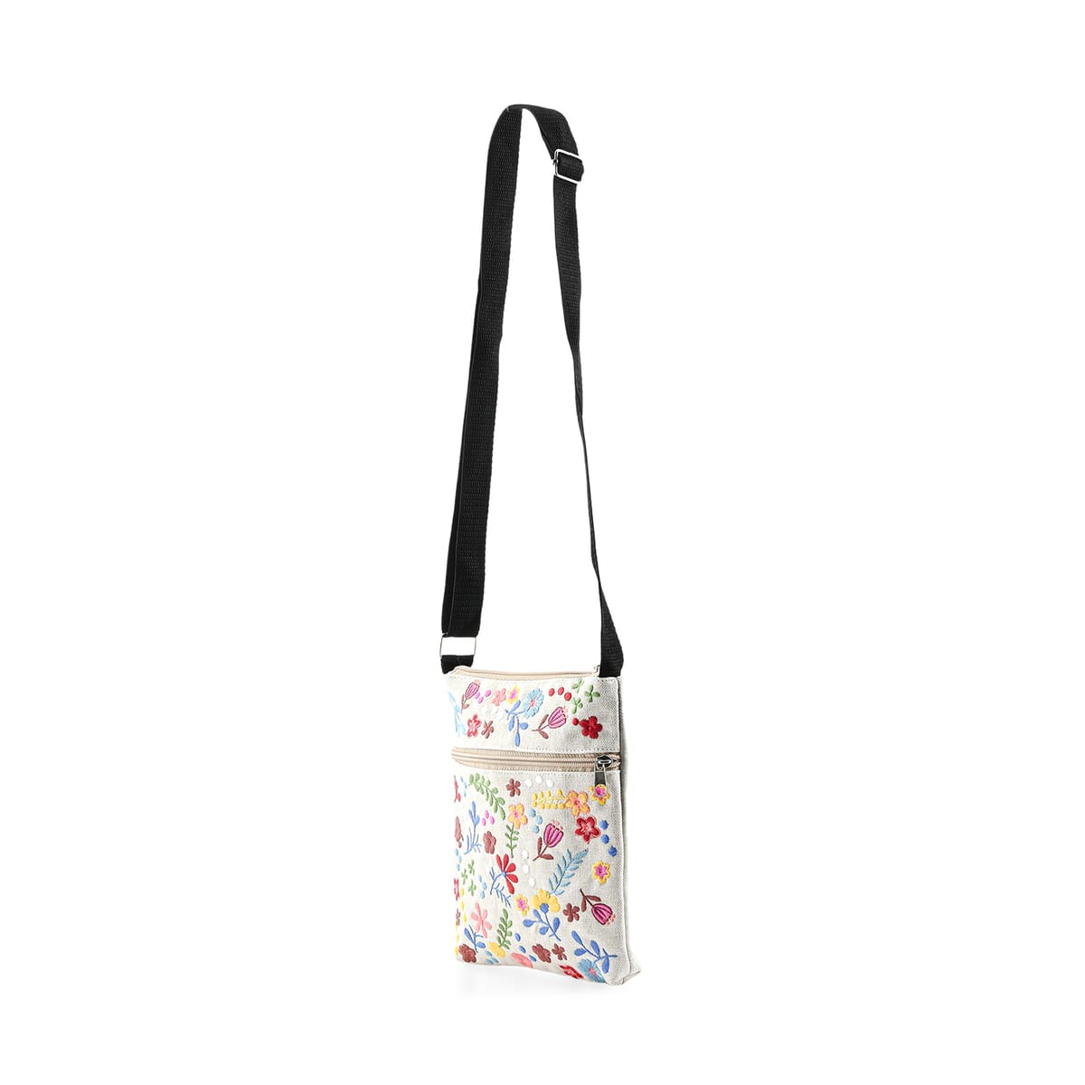 Red Floral Embroidery Pattern Mini Shoulder Bag with Shoulder Strap image number 1