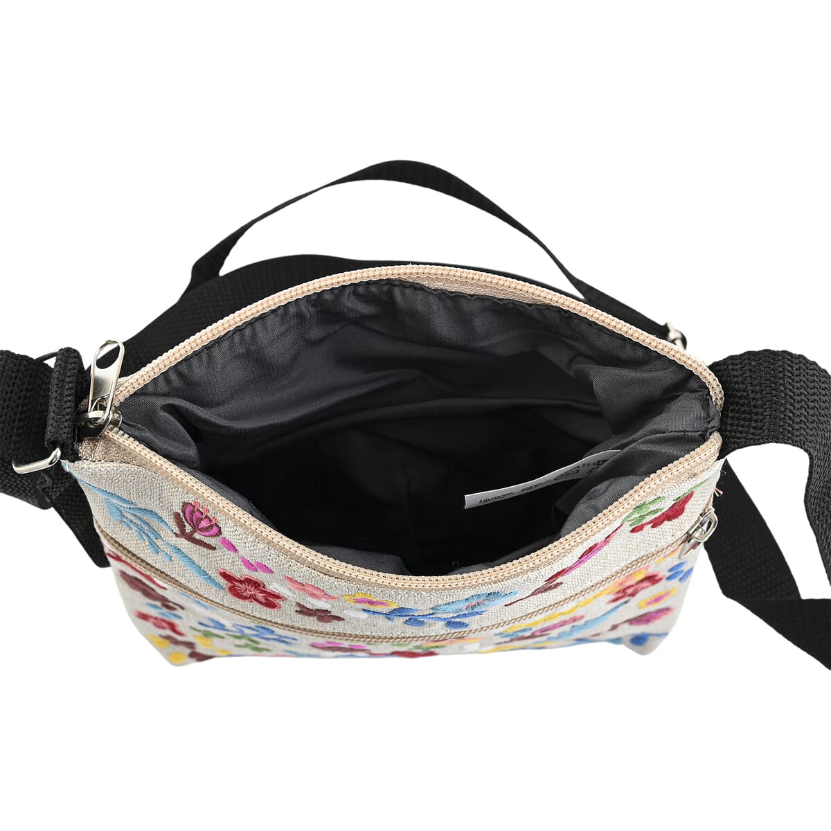 Red Floral Embroidery Pattern Mini Shoulder Bag with Shoulder Strap image number 4