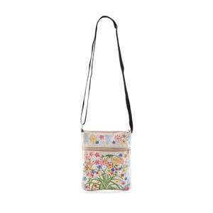 White Floral Embroidery Pattern Mini Shoulder Bag with Shoulder Strap
