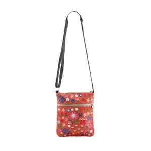 Black Floral Embroidery Pattern Mini Shoulder Bag with Shoulder Strap