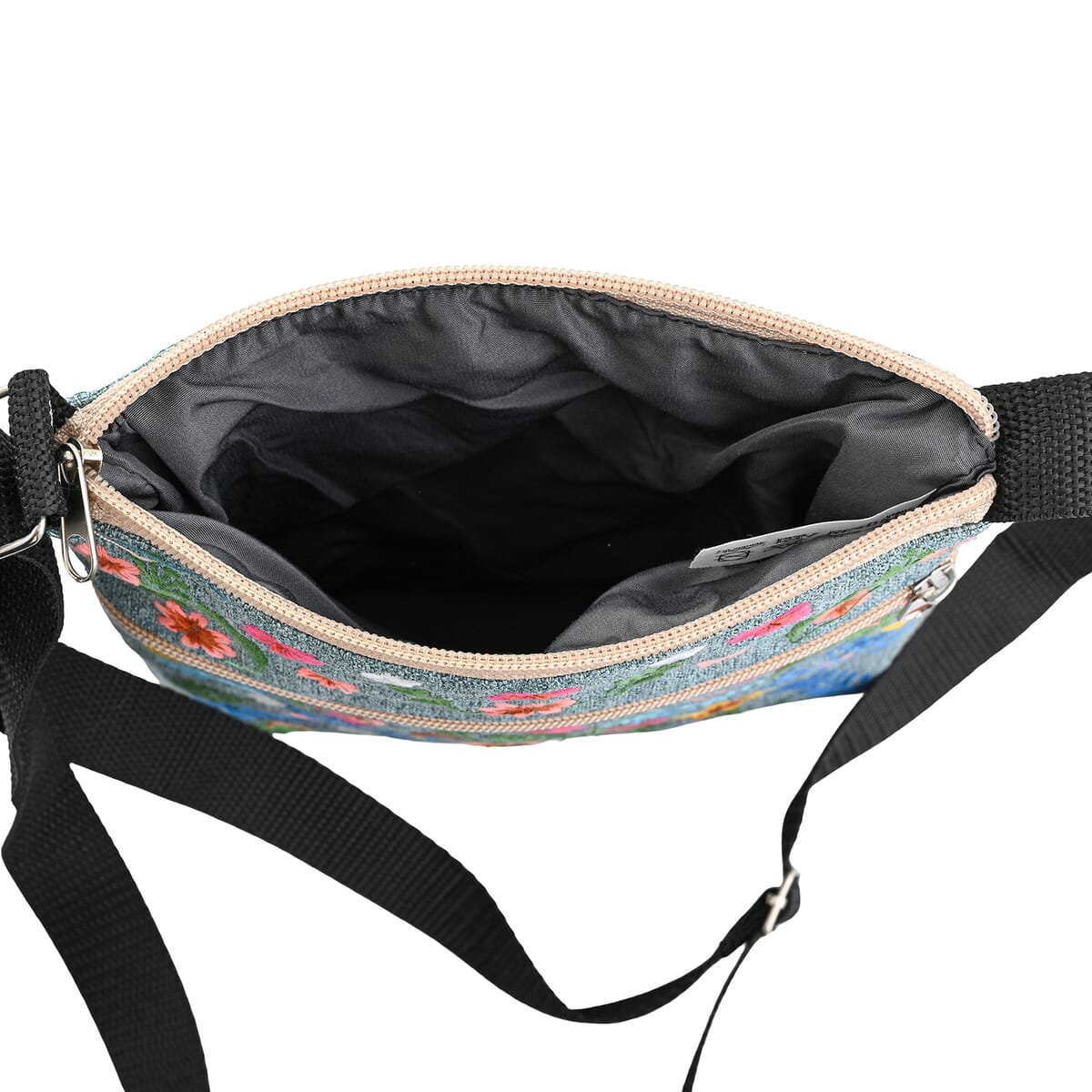 Yellow Floral Embroidery Pattern Mini Shoulder Bag with Shoulder Strap image number 4