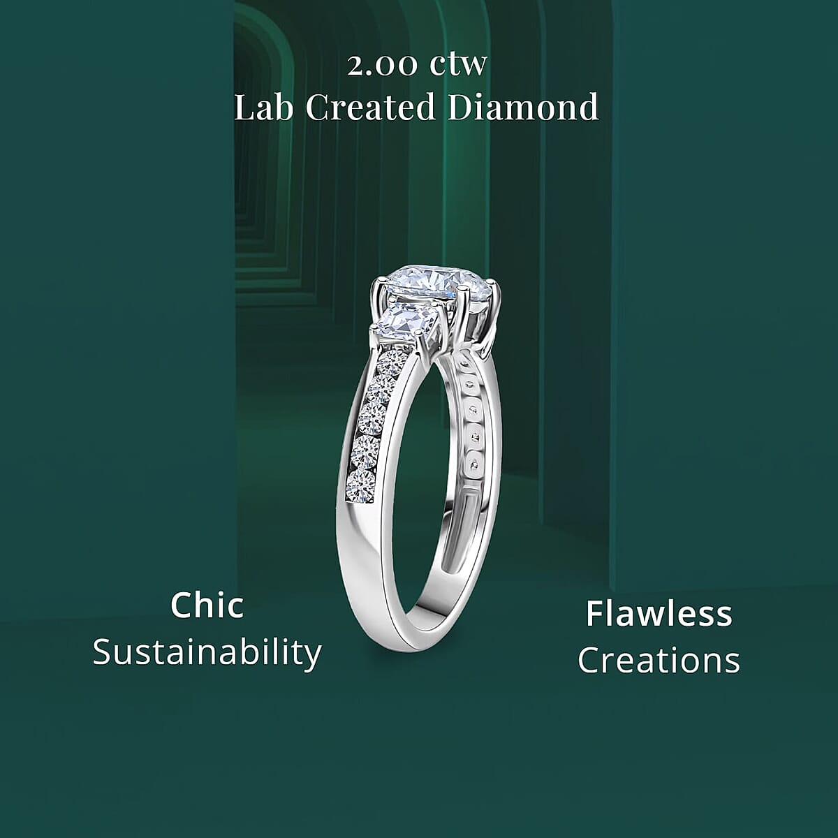 950 Platinum Luxuriant Lab Grown Diamond (E-F, VS) Ring (Size 8.0) (4.80 g) 2.00 ctw image number 4