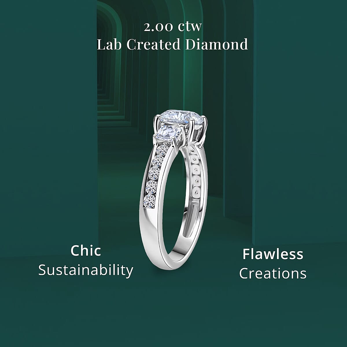 Luxuriant Lab Grown Diamond E-F VS 2.00 ctw Ring in 950 Platinum (Size 9.0) 4.80 Grams image number 4