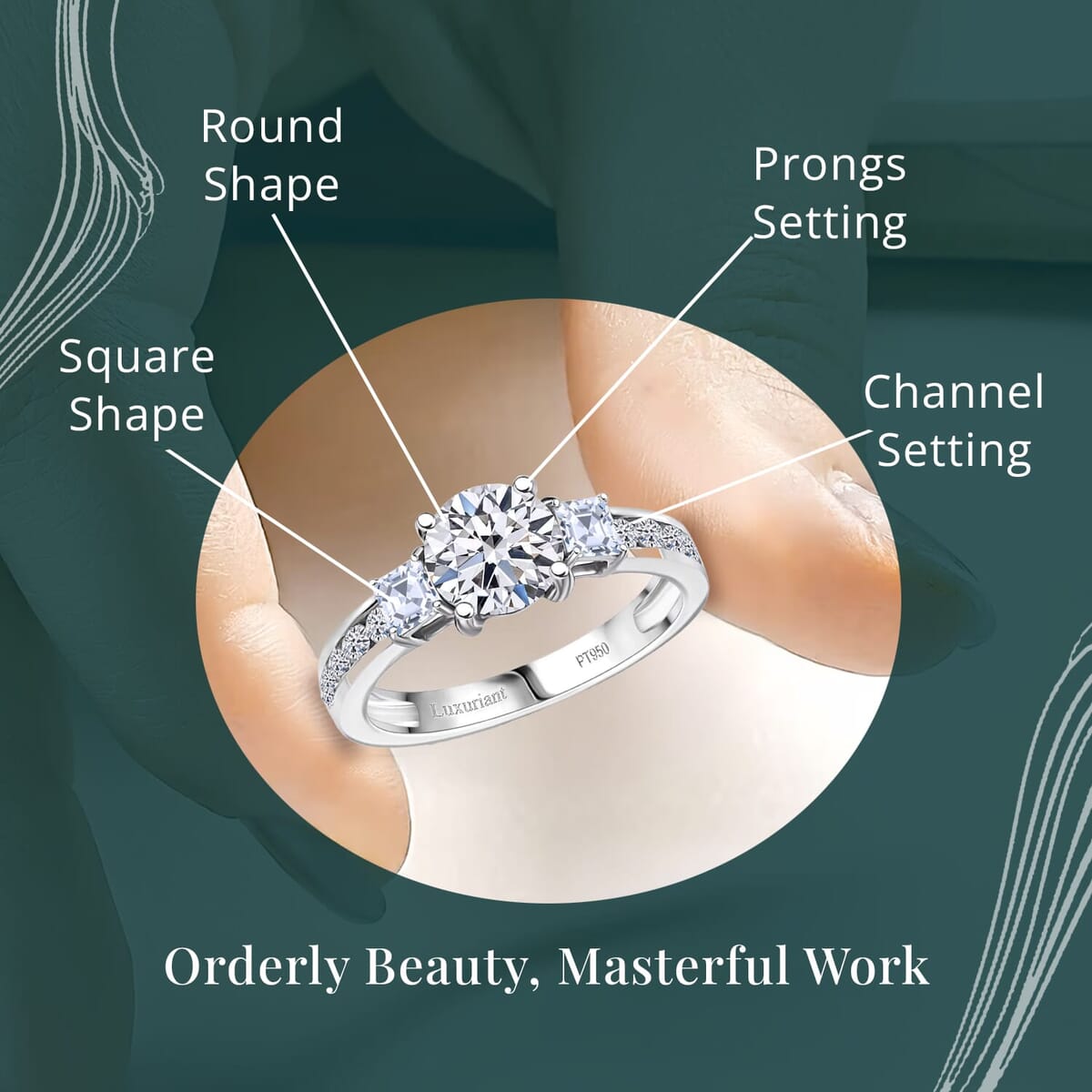 Luxuriant Lab Grown Diamond E-F VS 2.00 ctw Ring in 950 Platinum (Size 7.0) 4.80 Grams image number 5