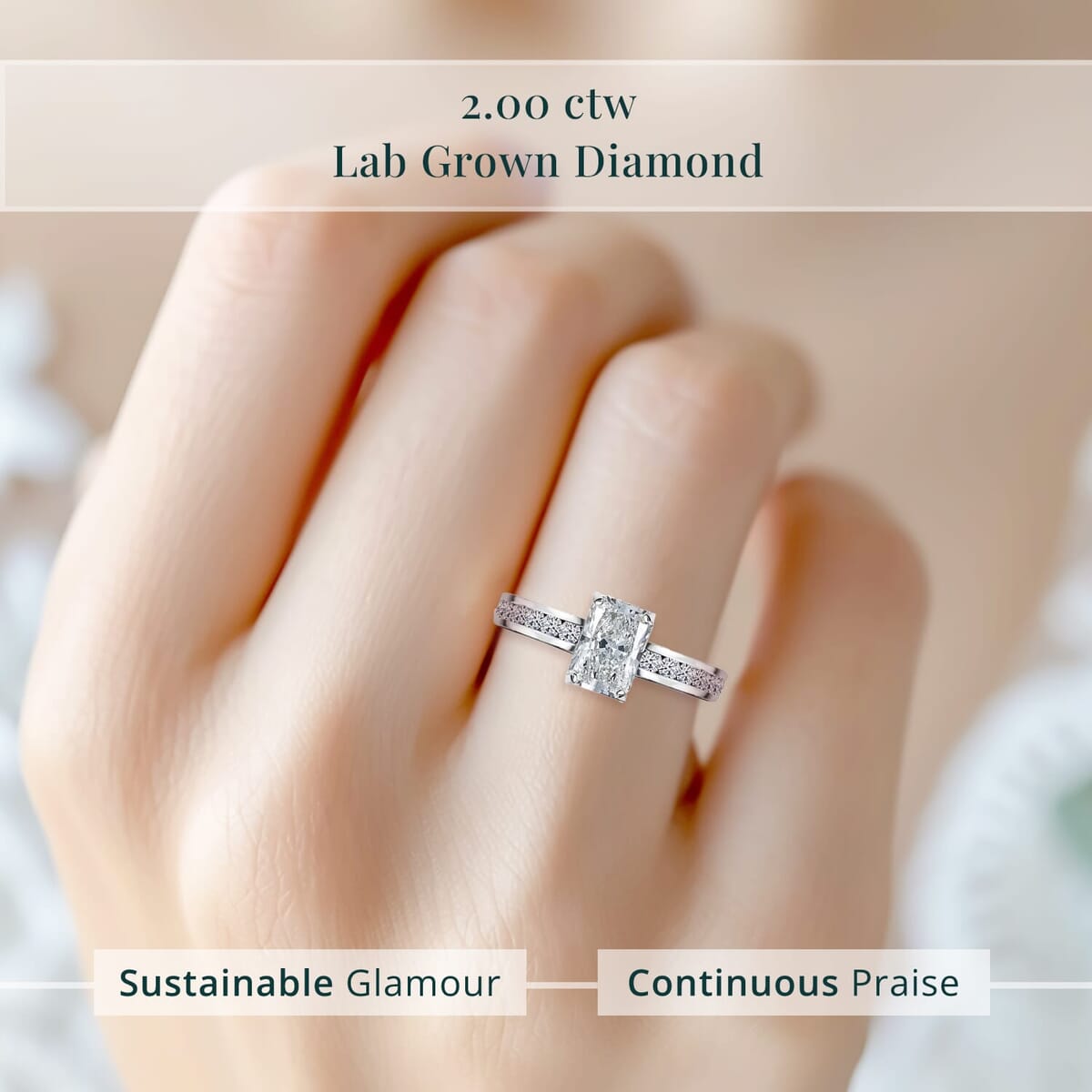 Luxuriant Lab Grown Diamond E-F VS 2.00 ctw Ring in 950 Platinum (Size 10.0) 5.38 Grams image number 5