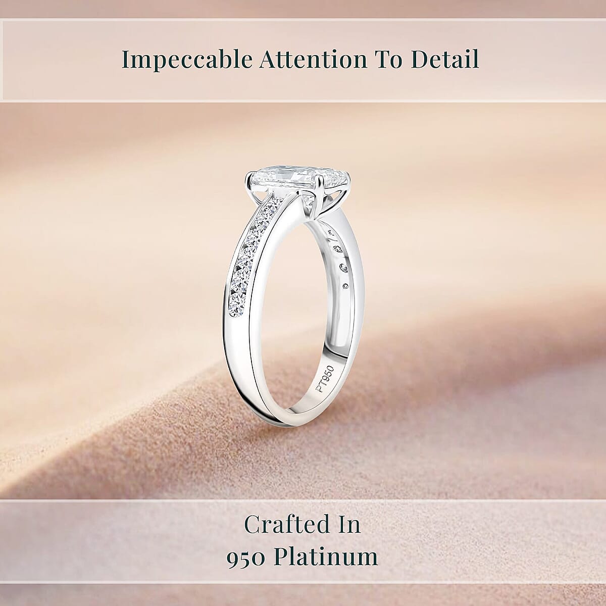 Luxuriant Lab Grown Diamond E-F VS 2.00 ctw Ring in 950 Platinum (Size 6.5) 5.38 Grams image number 3