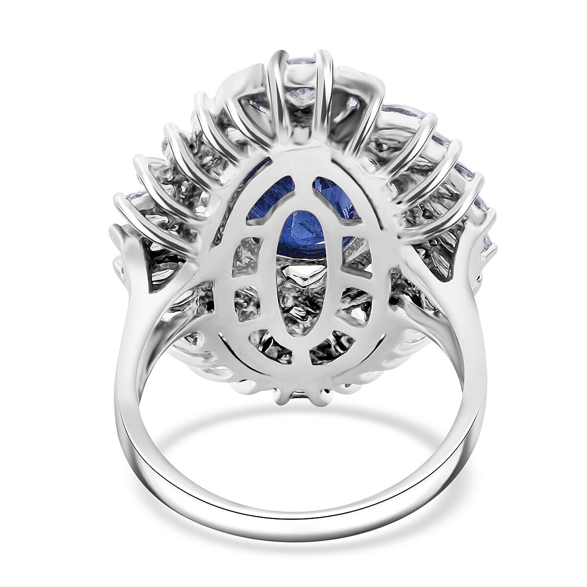D'Joy Kashmir Kyanite and White Zircon 7.75 ctw Twilight Crest Ring in Rhodium Over Sterling Silver (Size 9.0) image number 4