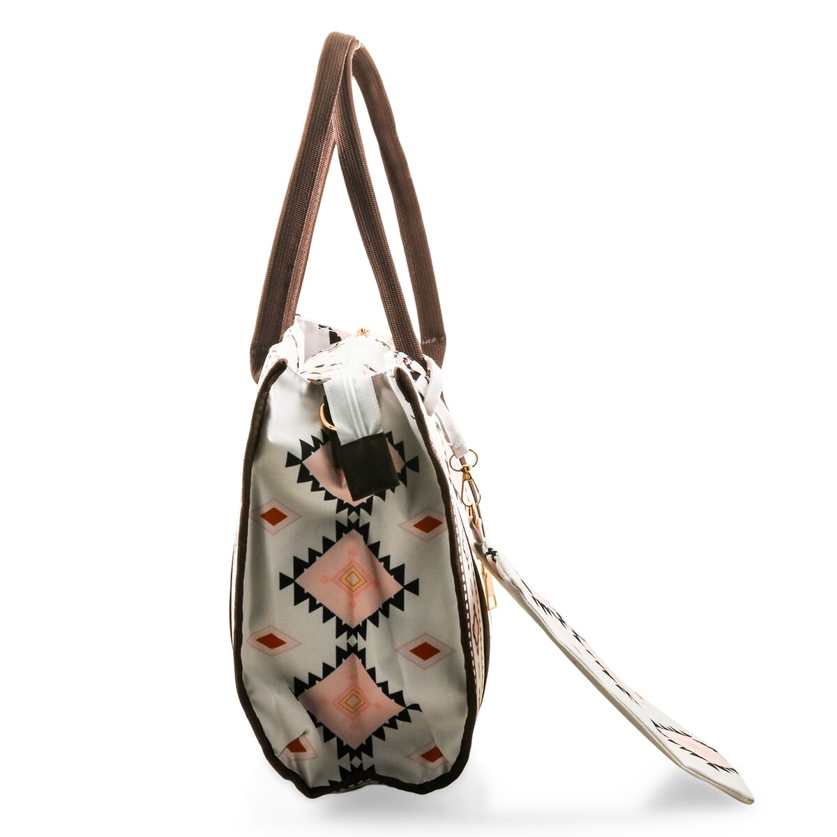 White Charming Bohemian Pattern Set of Tote Bag and Wrist Bag image number 1