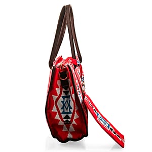 Red Charming Bohemian Pattern Set of Tote Bag and Wrist Bag